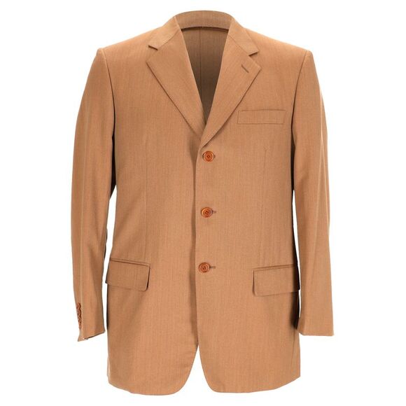Balenciaga Single-Breasted Blazer with Pockets in Brown Wool